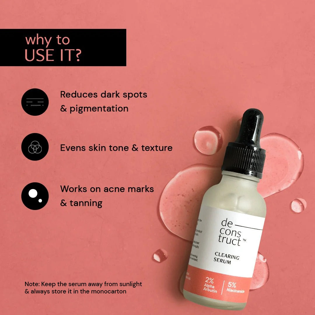 Deconstruct Clearing Serum 2% Alpha Arbutin + 5% Niacinamide for clear skin (30 ml)